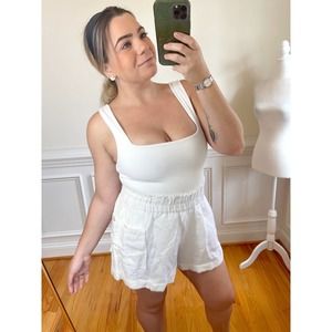NWT Show Me Your Mumu Desilvio Shorts in White Linen